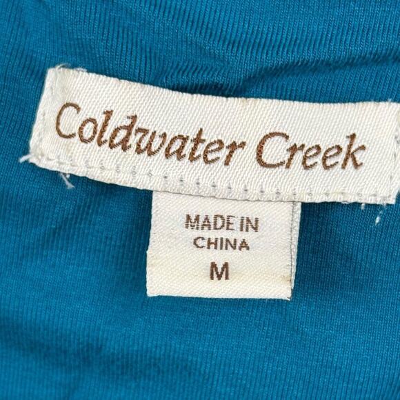 Coldwater Creek Teal Blue Jersey Knit Sleeveless Maxi Dress V-Neck Stretch sz M - Picture 16 of 16